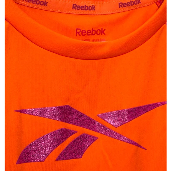NWT Reebok PlayDry Neon Orange Active Top Sparkle Logo Small 7/8 FLAW - Picture 3 of 9